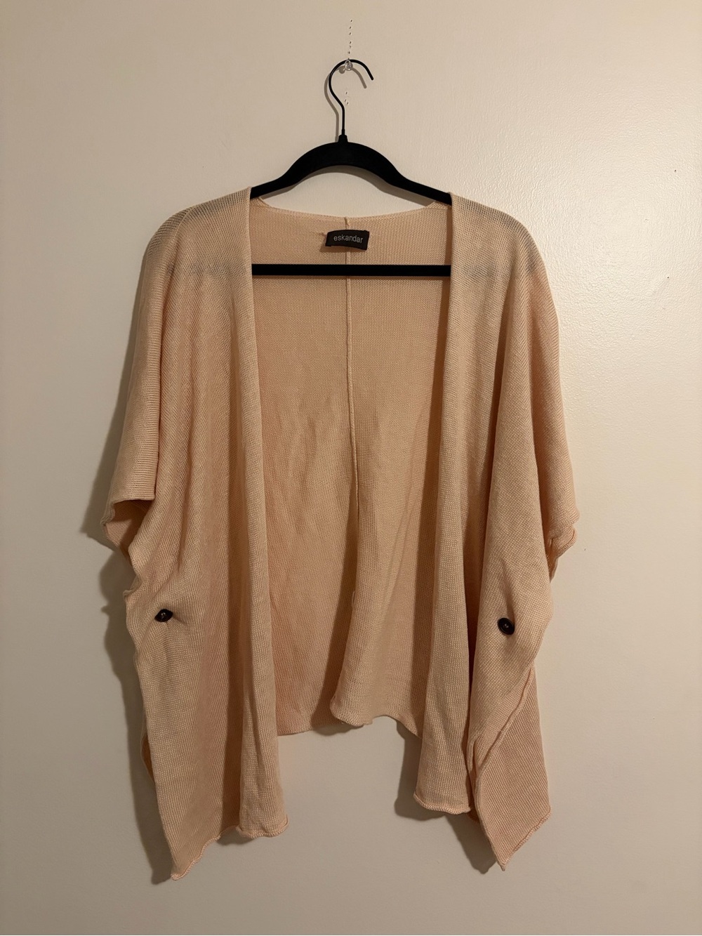eskandar light cream open-front draped knit shrug